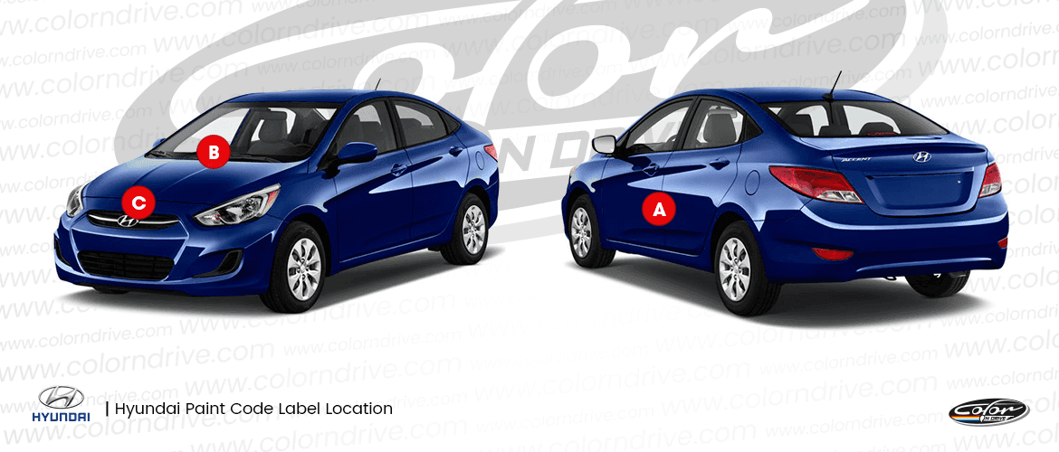 HYUNDAI paint code label location diagram